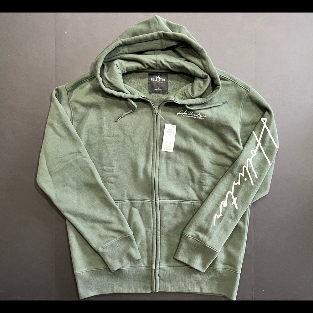 Hollister embroidered zip up hoodie